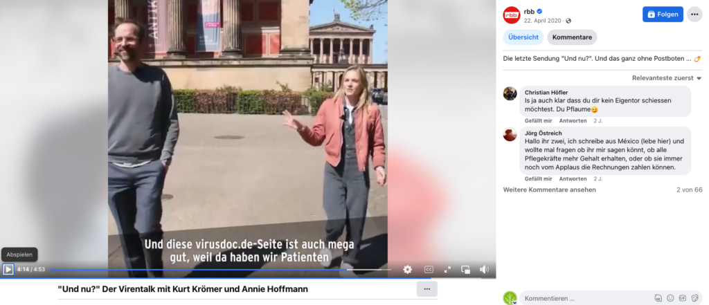 "Und nu?" Der Virentalk mit Kurt Krömer und Annie Hoffmann. Screenshot des Videos.
