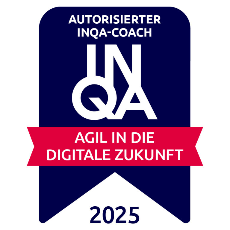 Badge „Autorisierter INQA-Coach – Agil in die digitale Zukunft 2025“